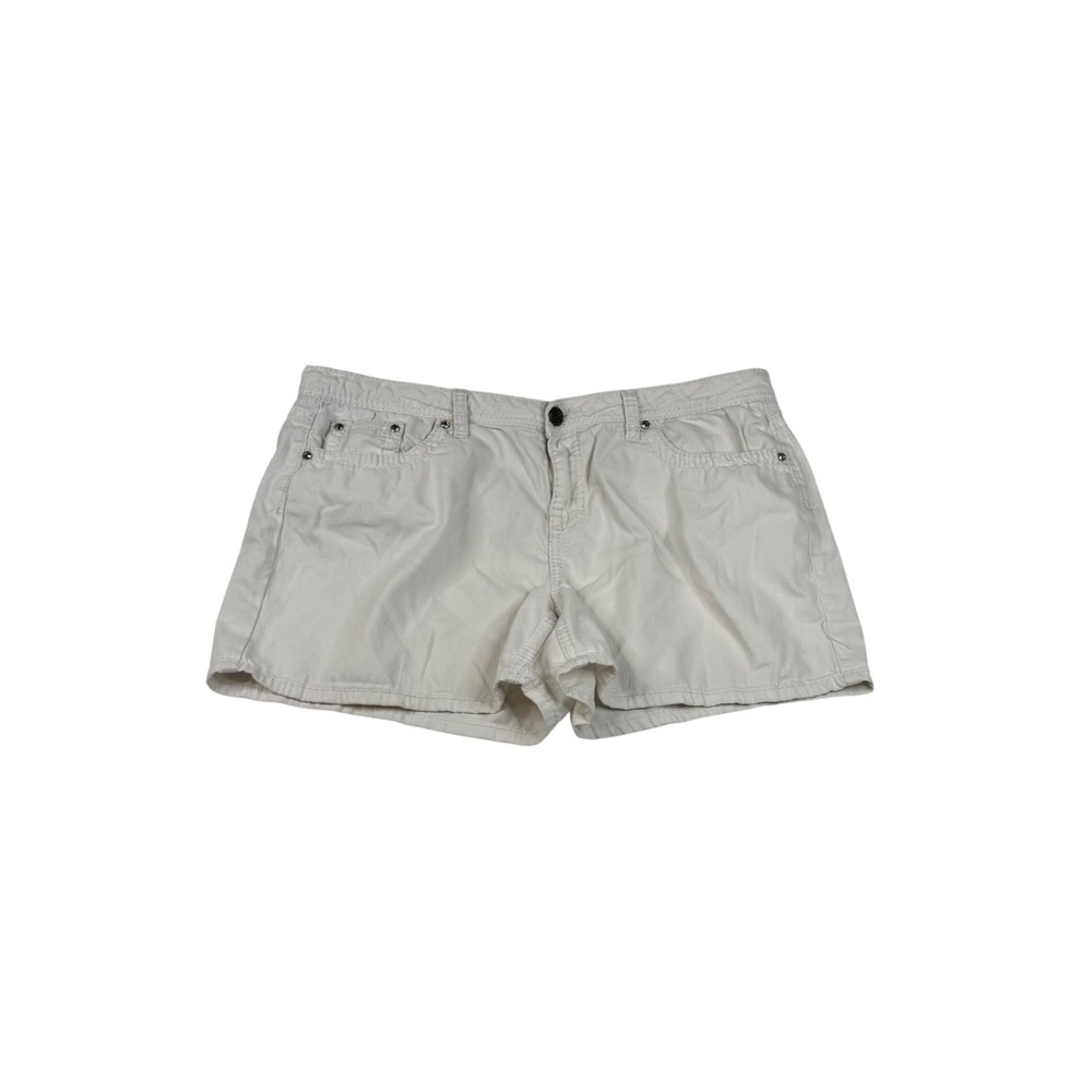 Earl Jean Womens White Denim Embroidered Back Pocket Stretch Shorts Size 14